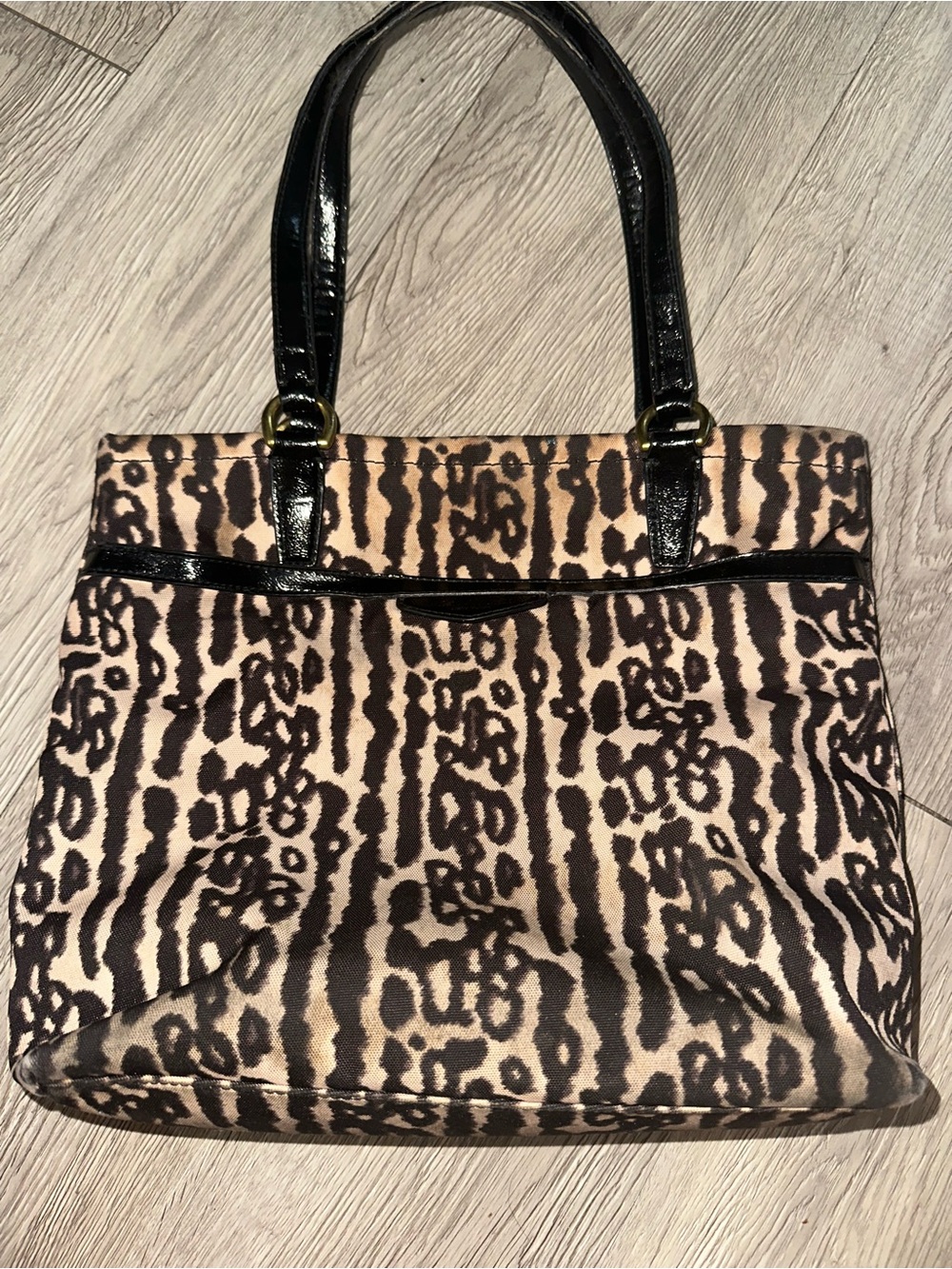 Coach Signature Leopard Ocelot Animal Print Zip Tote Shoulder Bag Purse